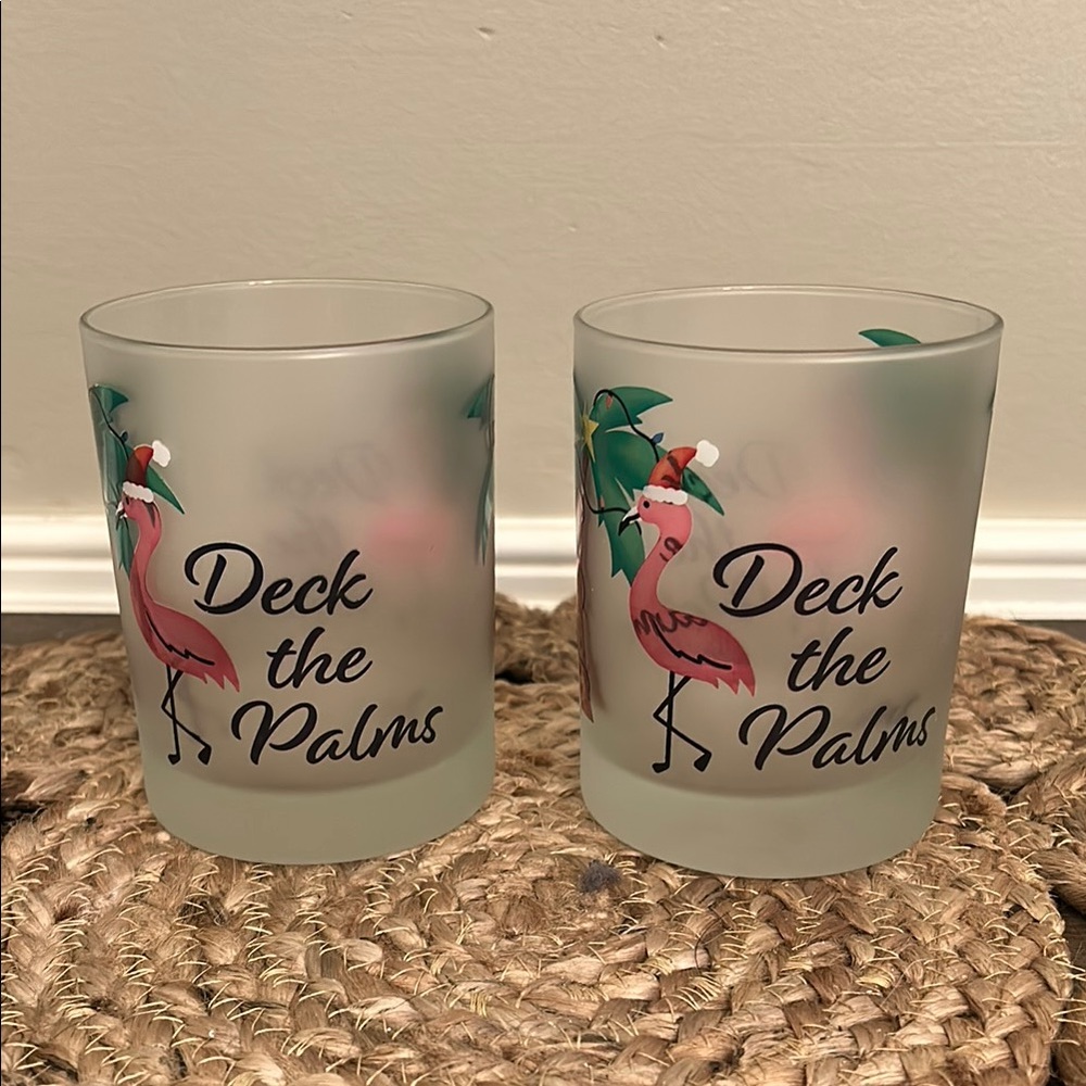 Culver Christmas Flamingo Frosted Glasses